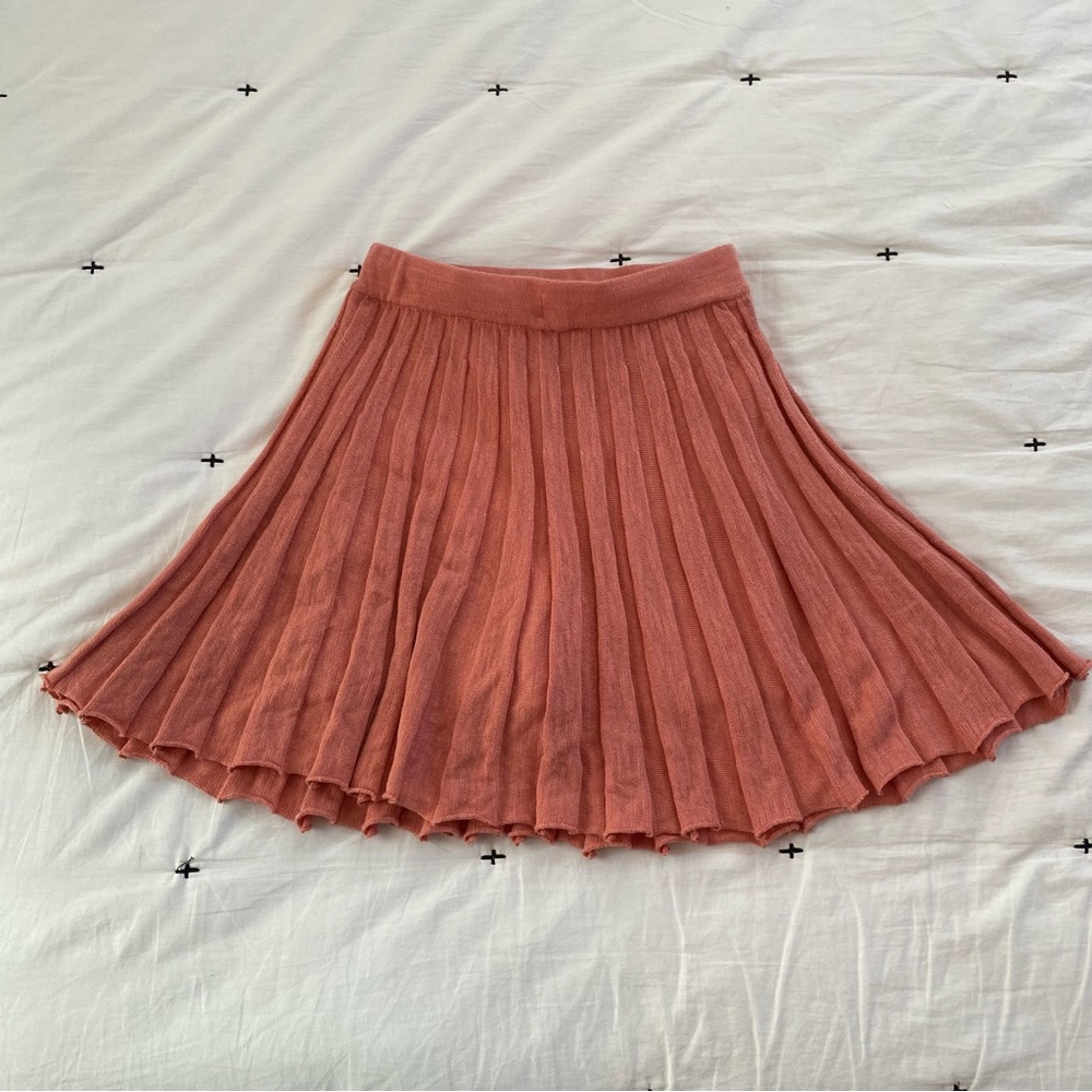 Free People- FP Beach Salmon colored Skirt Knit Pleated A-Line Mini Size XS NWOT